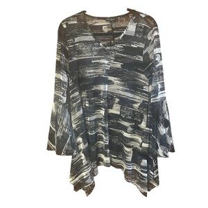 Dor Dor Couture Mesh‎ Artsy Bell Sleeve Top /Swim Coverup